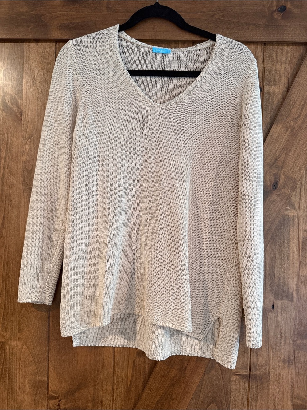 J McLaughlin Callum Sweater Knit V Neck Beige Sz Medium